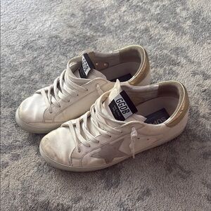 Golden Goose Cream and Gold Star Sneakers